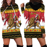 Belgium Christmas Personalized Hoodie Dress Santa Riding Lion - Wonder Print Shop