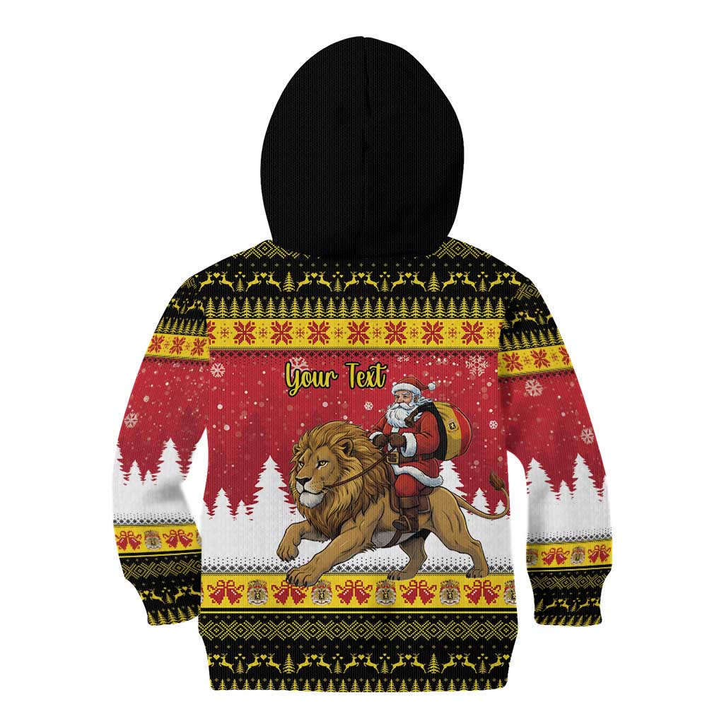Belgium Christmas Personalized Kid Hoodie Santa Riding Lion - Wonder Print Shop