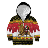 Belgium Christmas Personalized Kid Hoodie Santa Riding Lion - Wonder Print Shop