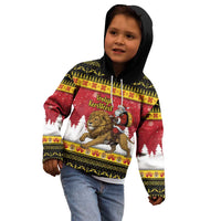 Belgium Christmas Personalized Kid Hoodie Santa Riding Lion - Wonder Print Shop