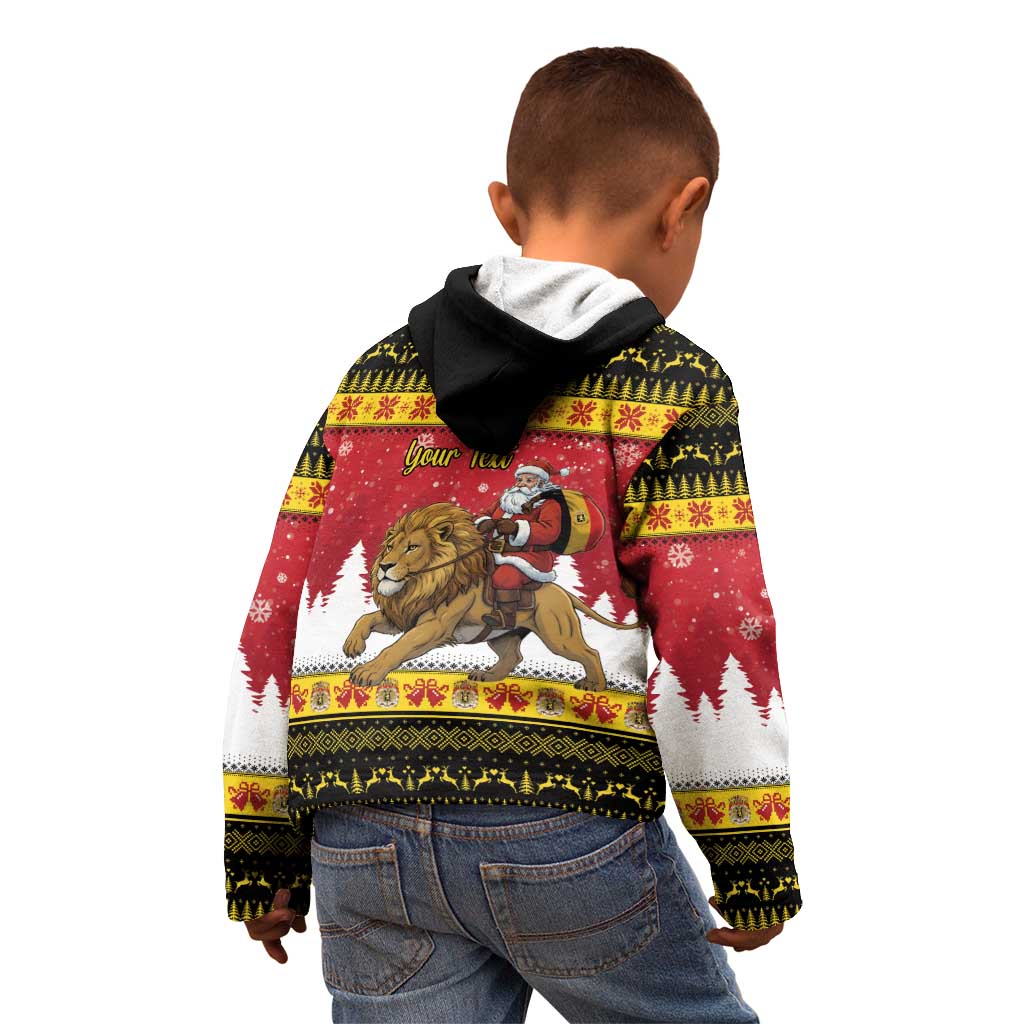 Belgium Christmas Personalized Kid Hoodie Santa Riding Lion - Wonder Print Shop