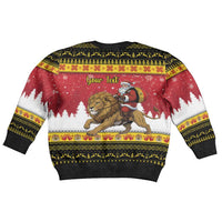 Belgium Christmas Personalized Kid Ugly Christmas Sweater Santa Riding Lion - Wonder Print Shop