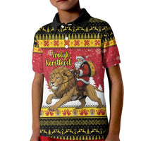 Belgium Christmas Personalized Kid Polo Shirt Santa Riding Lion - Wonder Print Shop