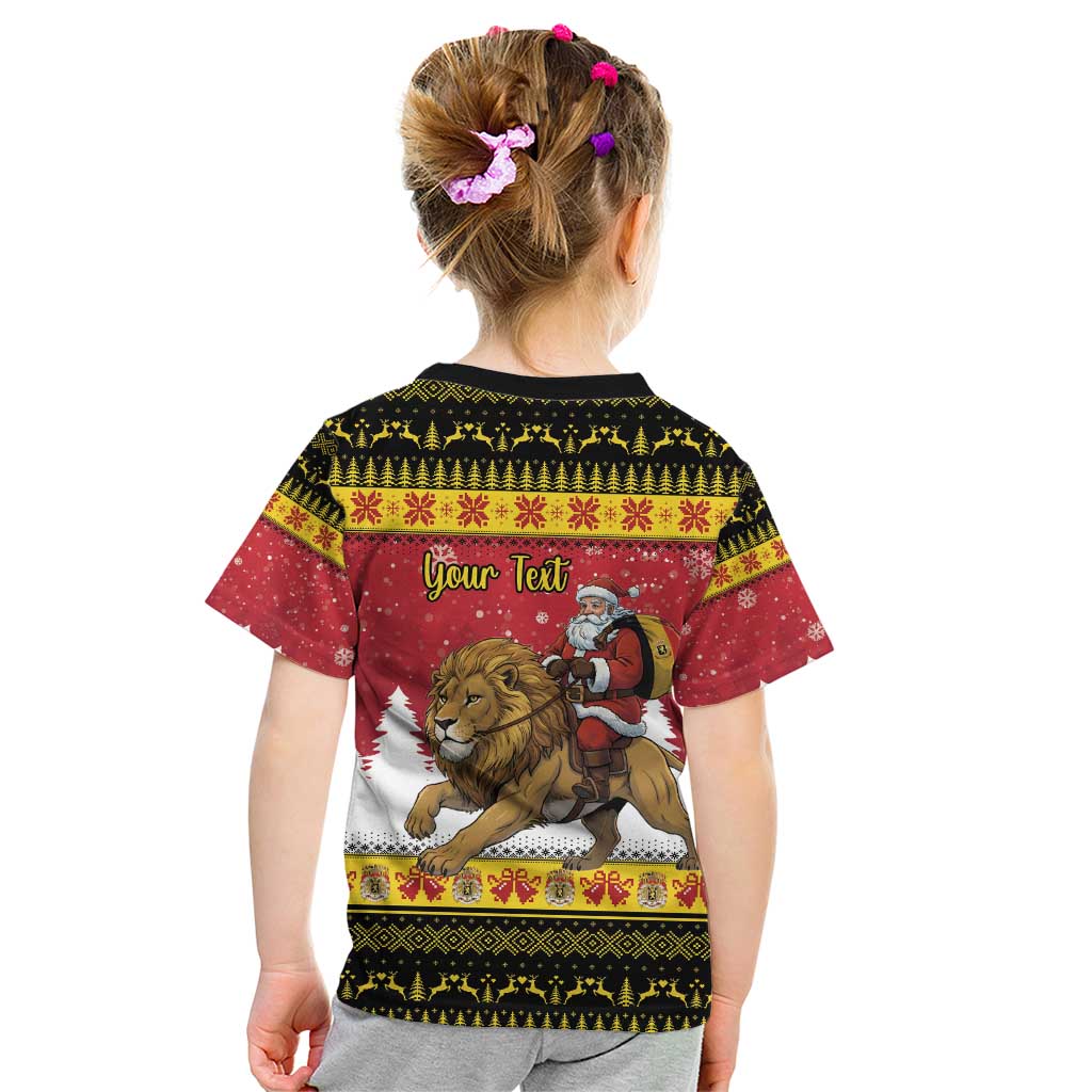 Belgium Christmas Personalized Kid T Shirt Santa Riding Lion - Wonder Print Shop