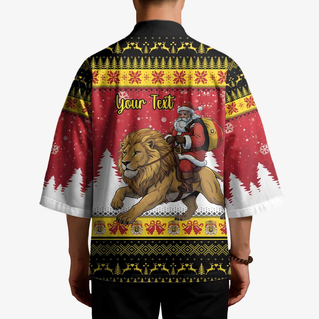 Belgium Christmas Personalized Kimono Santa Riding Lion - Wonder Print Shop