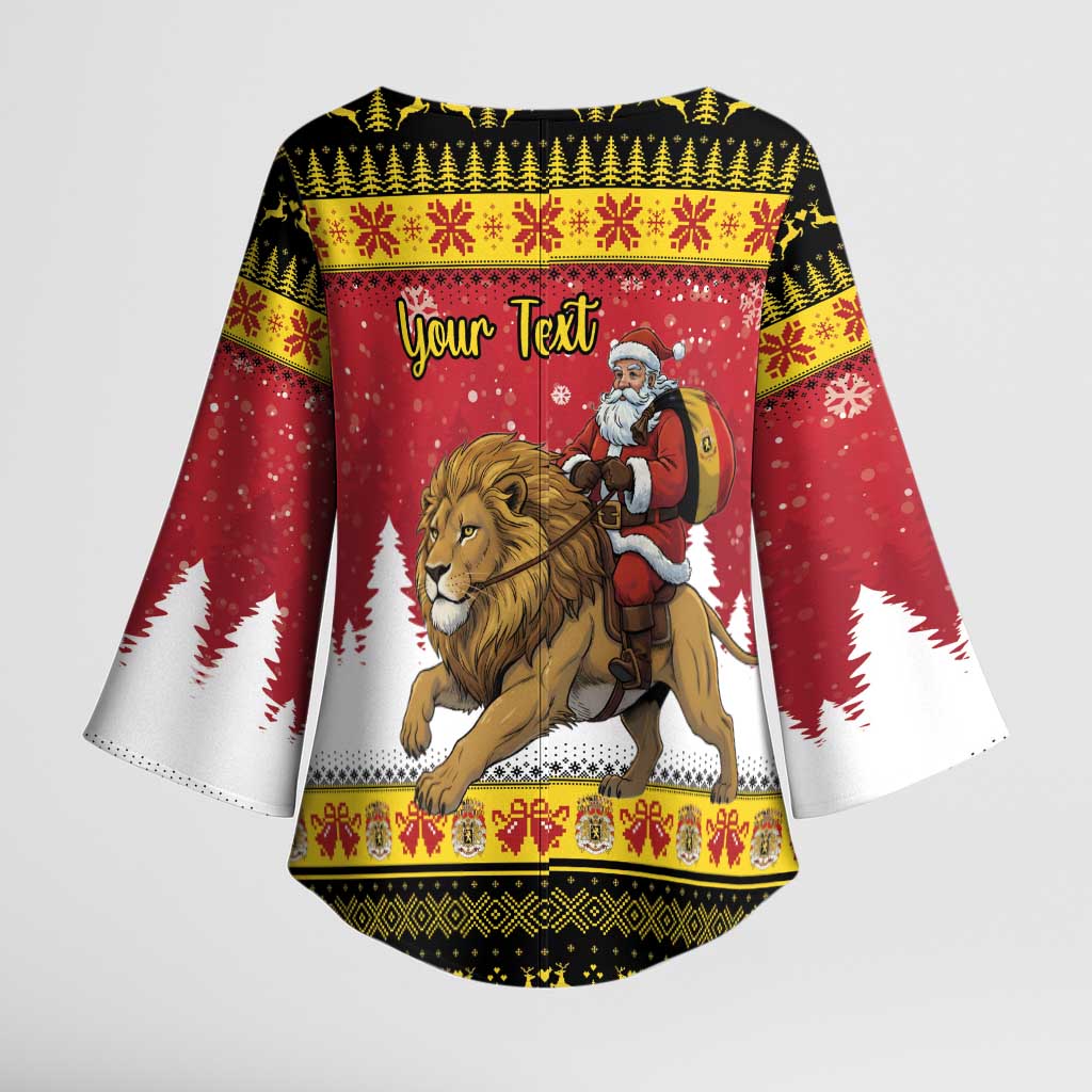 Belgium Christmas Personalized Kimono Sleeve Blouse Santa Riding Lion - Wonder Print Shop