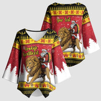 Belgium Christmas Personalized Kimono Sleeve Blouse Santa Riding Lion - Wonder Print Shop