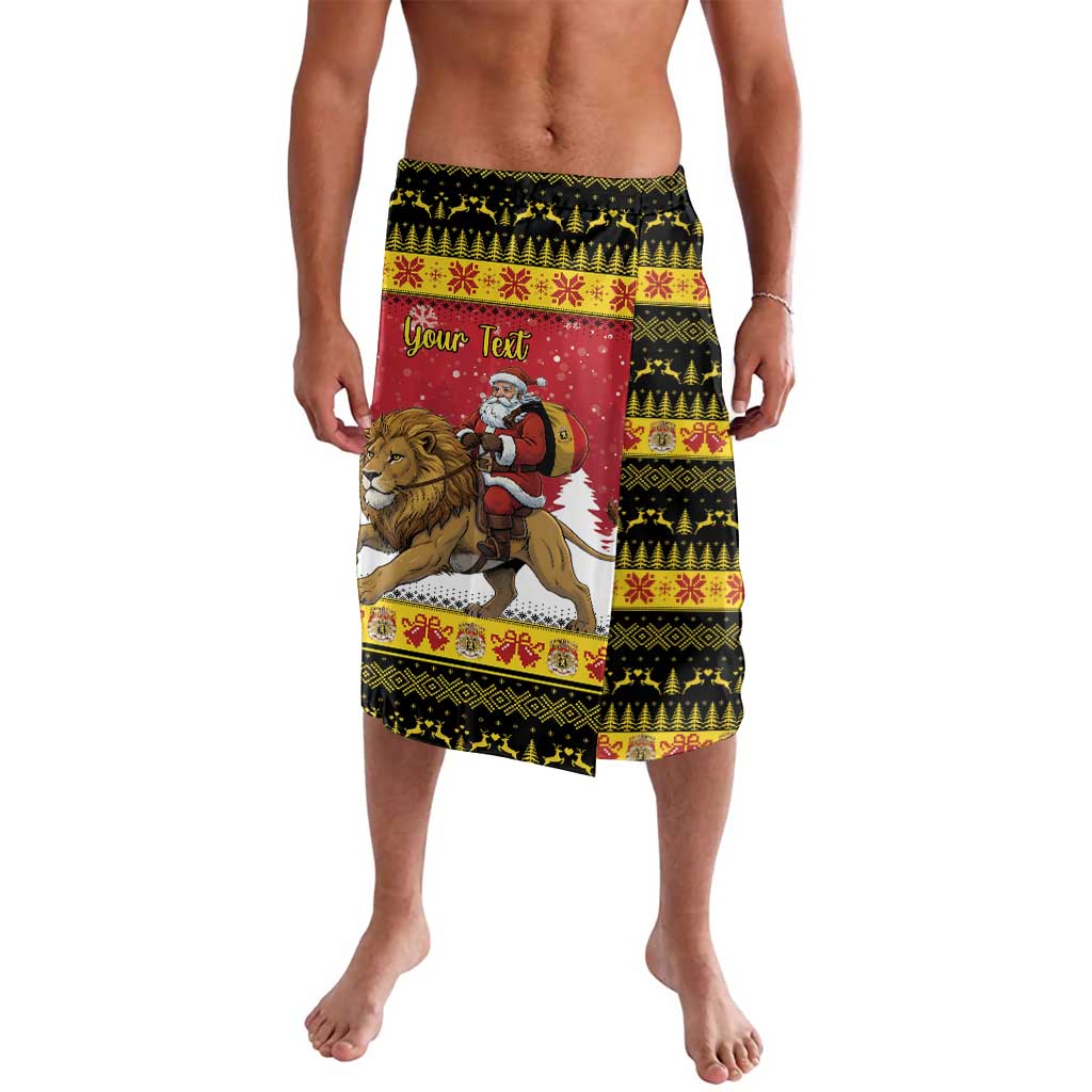 Belgium Christmas Personalized Lavalava Santa Riding Lion - Wonder Print Shop