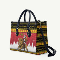 Belgium Christmas Personalized Leather Bag Santa Riding Lion - Wonder Print Shop