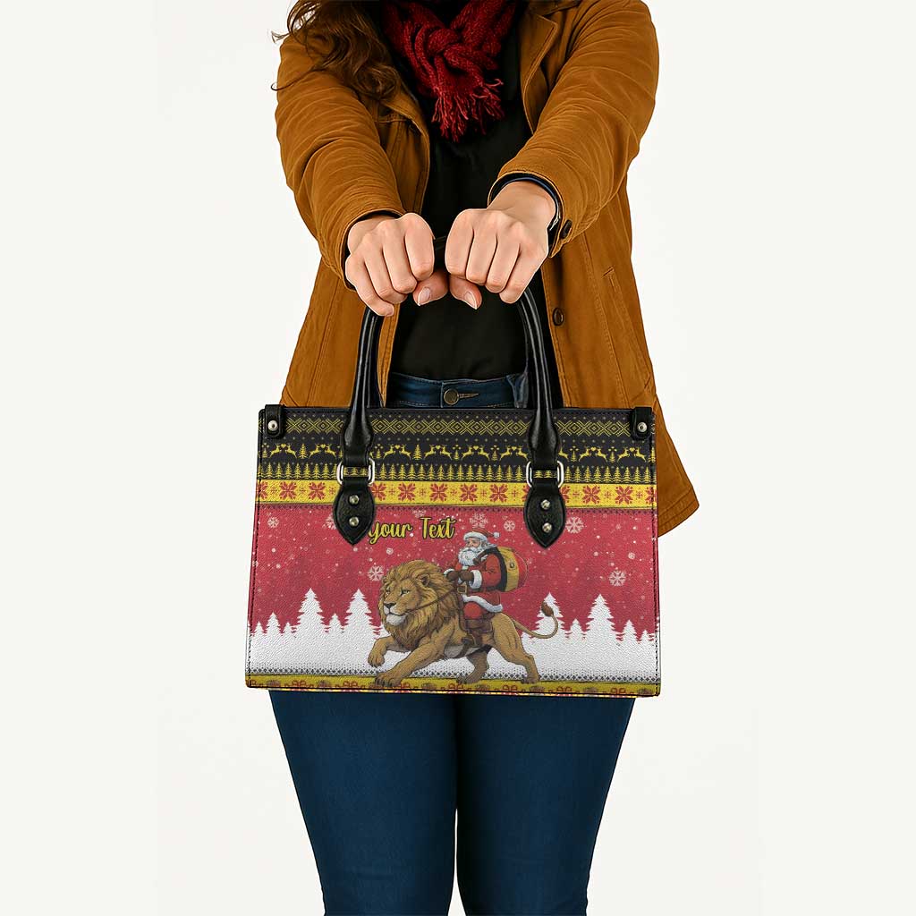 Belgium Christmas Personalized Leather Bag Santa Riding Lion - Wonder Print Shop