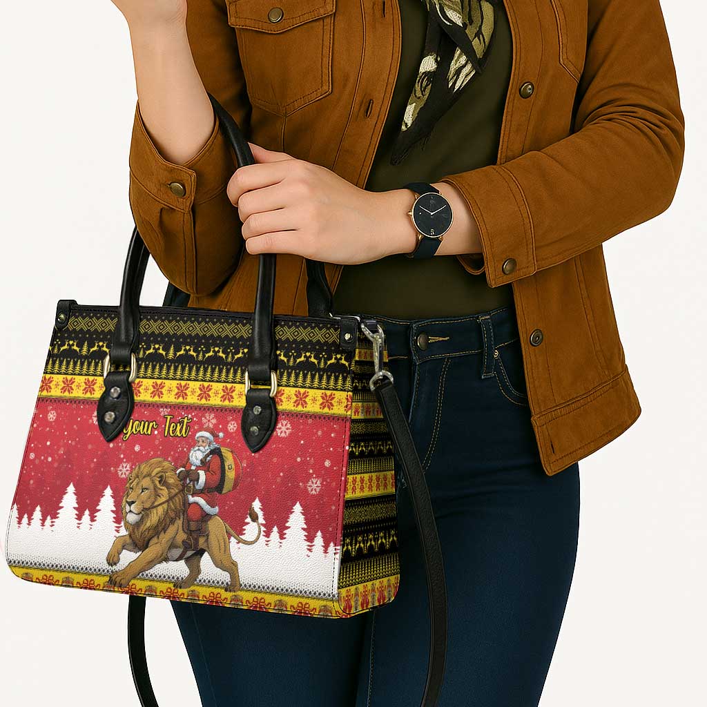 Belgium Christmas Personalized Leather Bag Santa Riding Lion - Wonder Print Shop