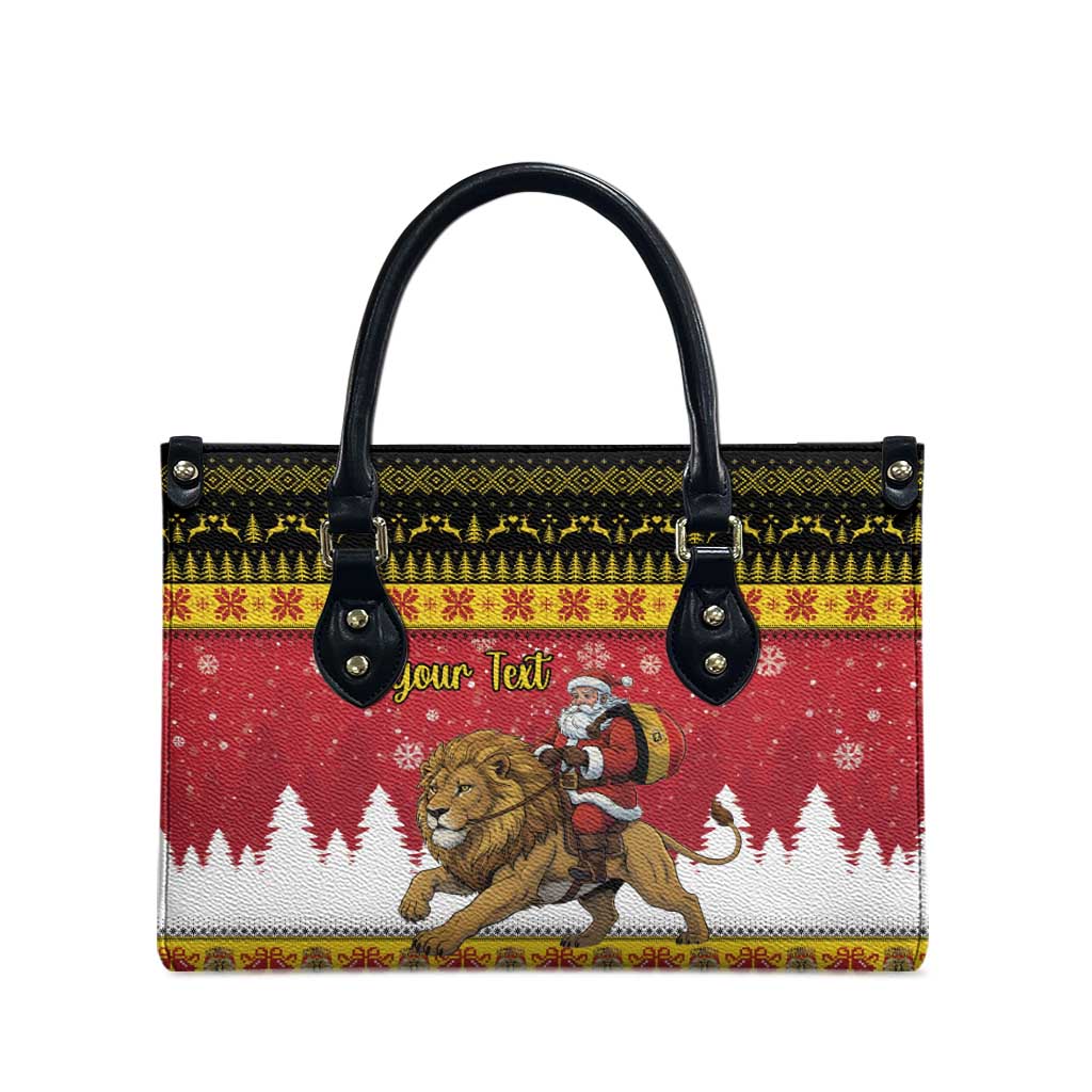 Belgium Christmas Personalized Leather Bag Santa Riding Lion - Wonder Print Shop