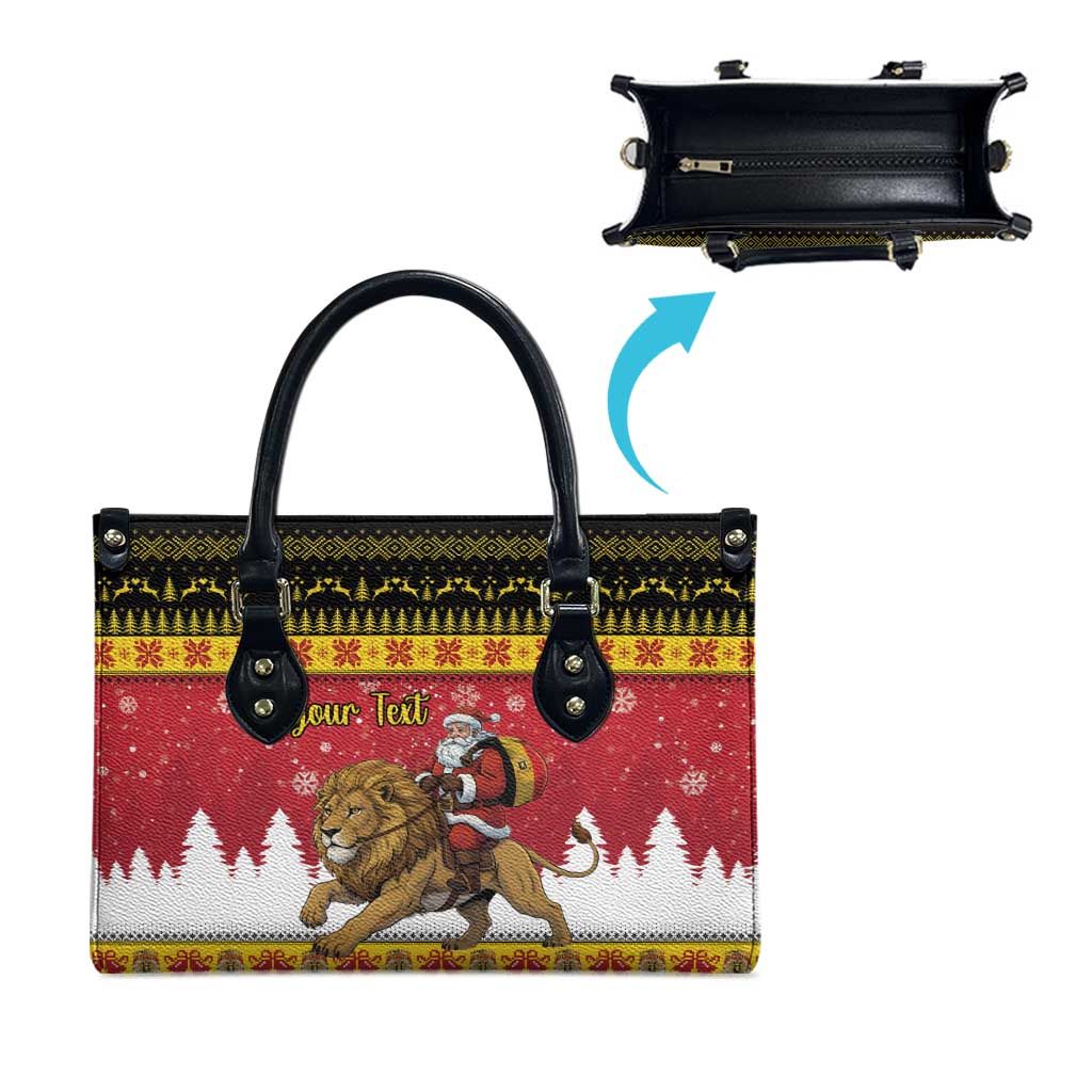 Belgium Christmas Personalized Leather Bag Santa Riding Lion - Wonder Print Shop