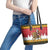 Belgium Christmas Personalized Leather Tote Bag Santa Riding Lion - Wonder Print Shop