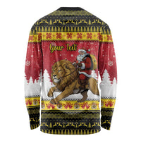 Belgium Christmas Personalized Long Sleeve Shirt Santa Riding Lion - Wonder Print Shop