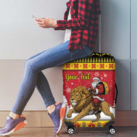 Belgium Christmas Personalized Luggage Cover Santa Riding Lion - Wonder Print Shop