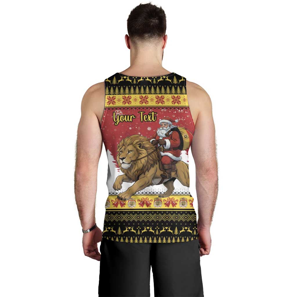 Belgium Christmas Personalized Men Tank Top Santa Riding Lion - Wonder Print Shop