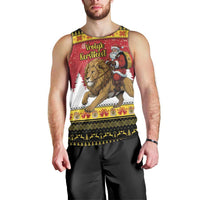 Belgium Christmas Personalized Men Tank Top Santa Riding Lion - Wonder Print Shop
