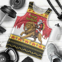 Belgium Christmas Personalized Men Tank Top Santa Riding Lion - Wonder Print Shop