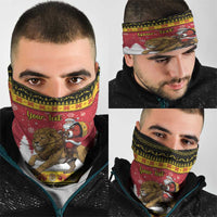 Belgium Christmas Personalized Neck Gaiter Santa Riding Lion - Wonder Print Shop