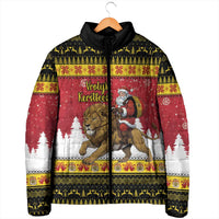 Belgium Christmas Personalized Padded Jacket Santa Riding Lion - Wonder Print Shop