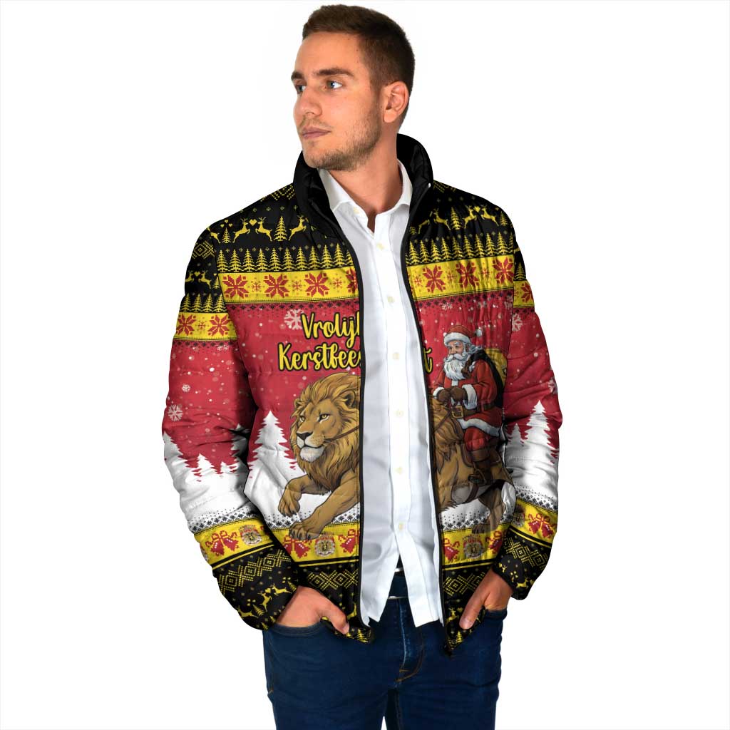 Belgium Christmas Personalized Padded Jacket Santa Riding Lion - Wonder Print Shop