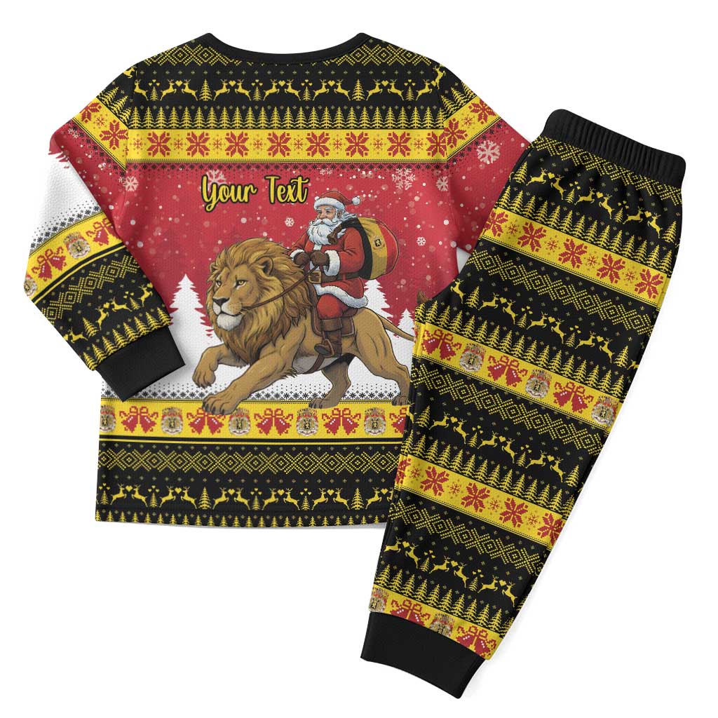 Belgium Christmas Personalized Christmas Pajama Set Santa Riding Lion - Wonder Print Shop