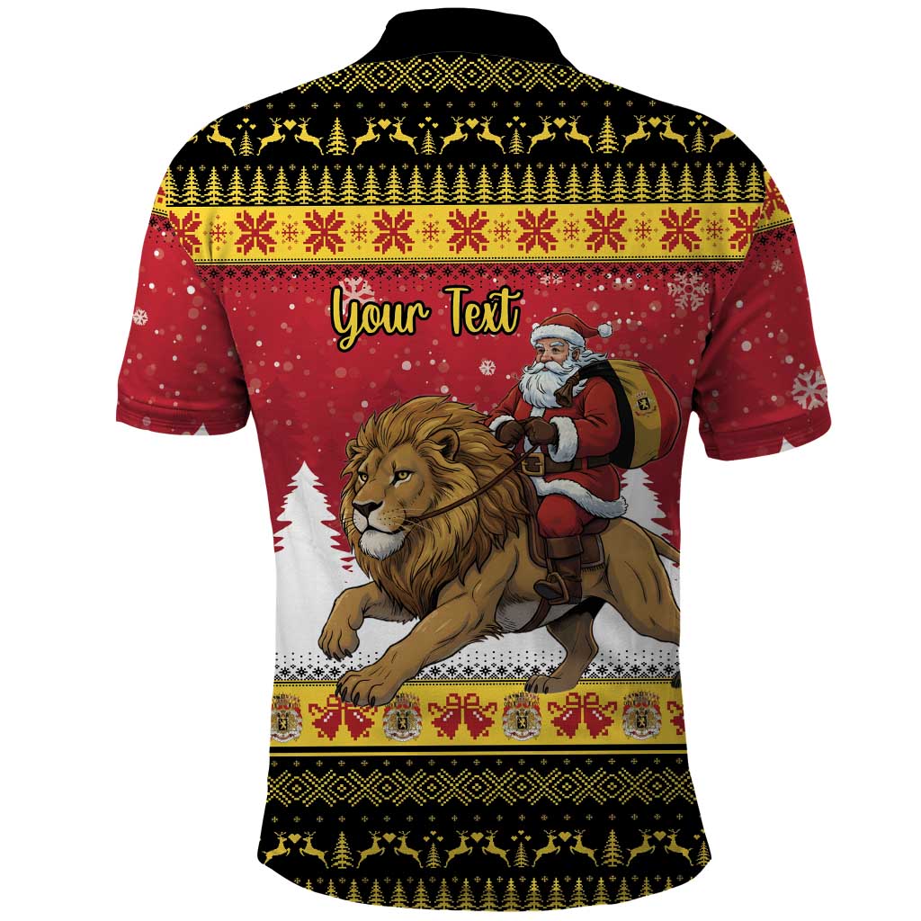 Belgium Christmas Personalized Polo Shirt Santa Riding Lion - Wonder Print Shop