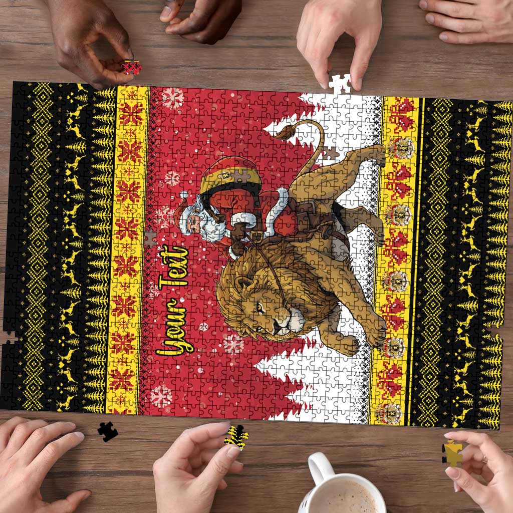 Belgium Christmas Personalized Puzzle Santa Riding Lion - Wonder Print Shop