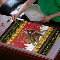 Belgium Christmas Personalized Puzzle Santa Riding Lion - Wonder Print Shop
