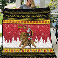 Belgium Christmas Personalized Quilt Santa Riding Lion - Wonder Print Shop