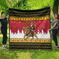 Belgium Christmas Personalized Quilt Santa Riding Lion - Wonder Print Shop