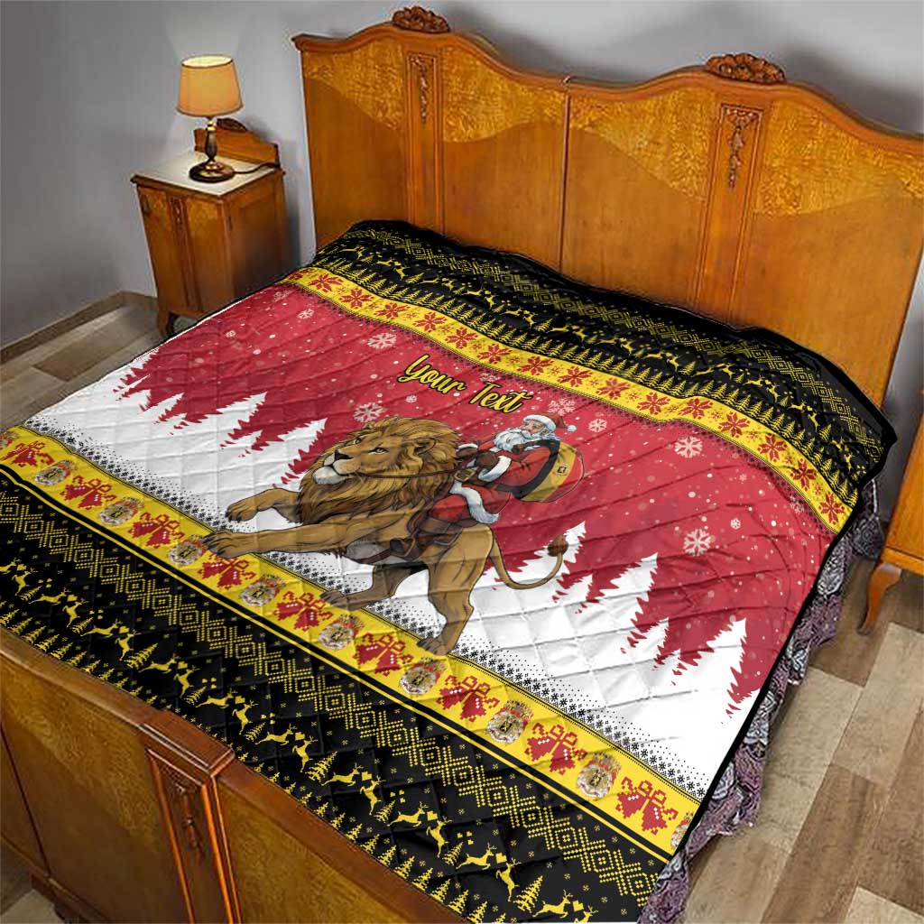 Belgium Christmas Personalized Quilt Santa Riding Lion - Wonder Print Shop