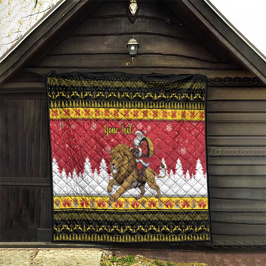 Belgium Christmas Personalized Quilt Santa Riding Lion - Wonder Print Shop