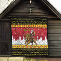 Belgium Christmas Personalized Quilt Santa Riding Lion - Wonder Print Shop