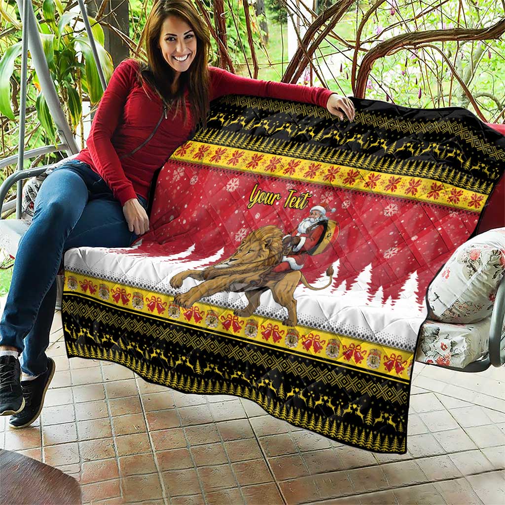 Belgium Christmas Personalized Quilt Santa Riding Lion - Wonder Print Shop