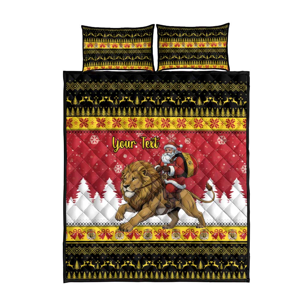 Belgium Christmas Personalized Quilt Bed Set Santa Riding Lion - Wonder Print Shop