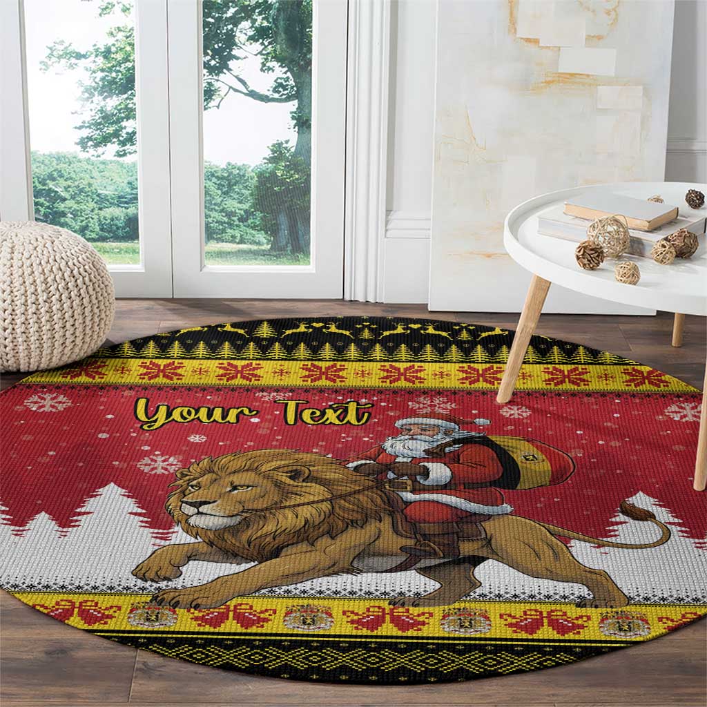 Belgium Christmas Personalized Round Carpet Santa Riding Lion - Wonder Print Shop
