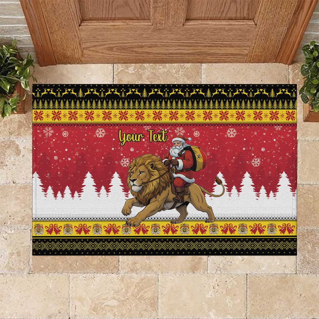 Belgium Christmas Personalized Rubber Doormat Santa Riding Lion - Wonder Print Shop