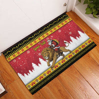 Belgium Christmas Personalized Rubber Doormat Santa Riding Lion - Wonder Print Shop