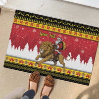 Belgium Christmas Personalized Rubber Doormat Santa Riding Lion - Wonder Print Shop