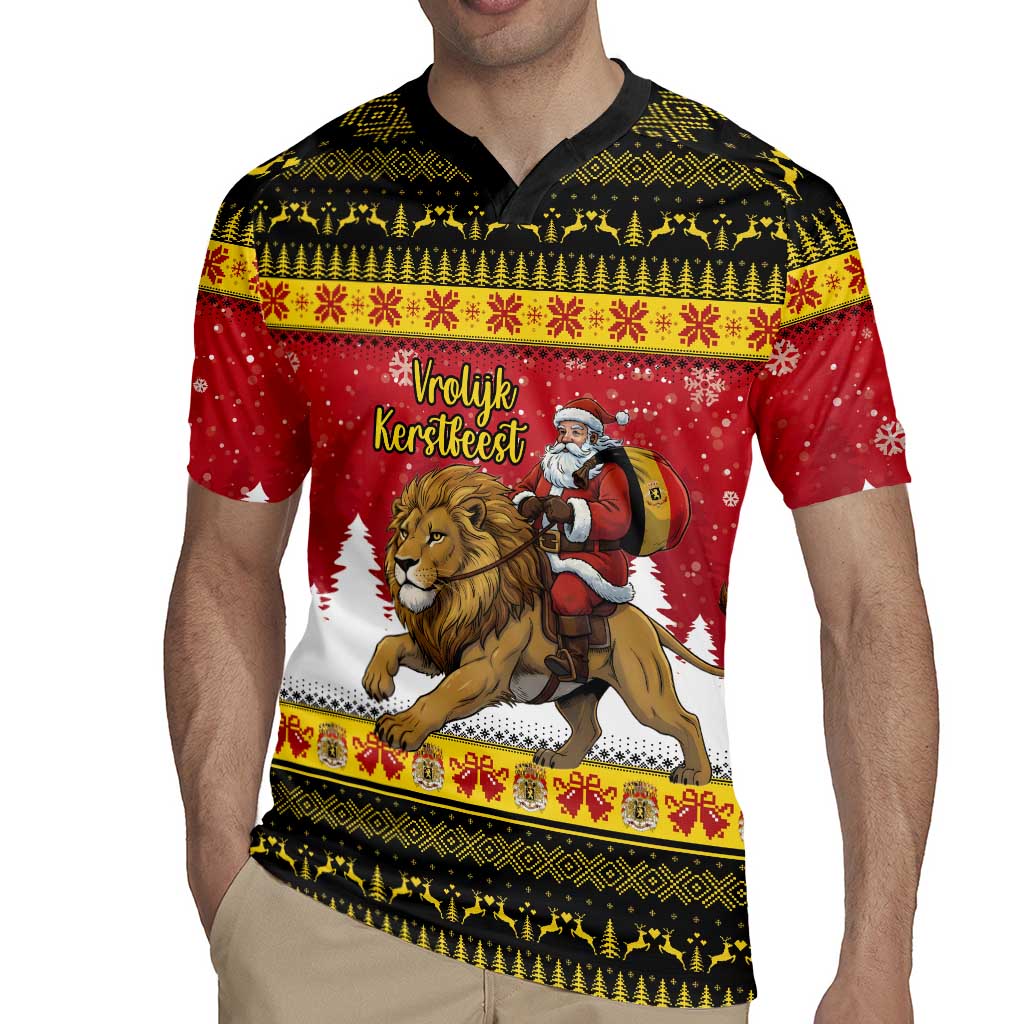 Belgium Christmas Personalized Rugby Jersey Santa Riding Lion - Wonder Print Shop