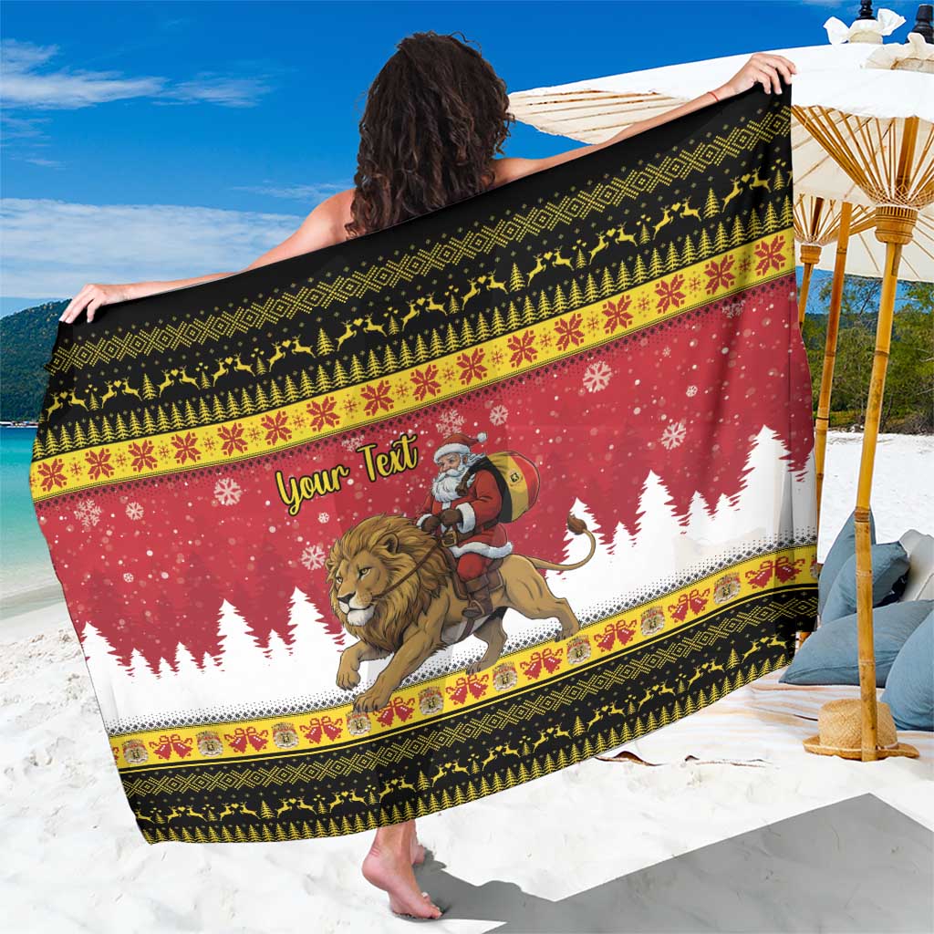 Belgium Christmas Personalized Sarong Santa Riding Lion - Wonder Print Shop