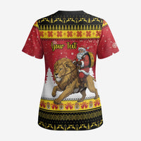 Belgium Christmas Personalized Scrub Top Santa Riding Lion - Wonder Print Shop