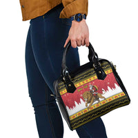 Belgium Christmas Personalized Shoulder Handbag Santa Riding Lion - Wonder Print Shop