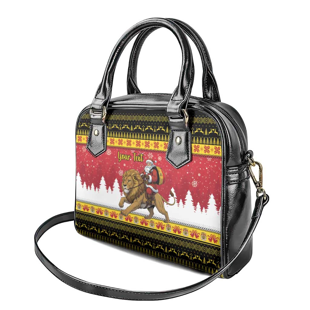 Belgium Christmas Personalized Shoulder Handbag Santa Riding Lion - Wonder Print Shop