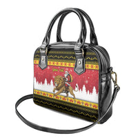 Belgium Christmas Personalized Shoulder Handbag Santa Riding Lion - Wonder Print Shop