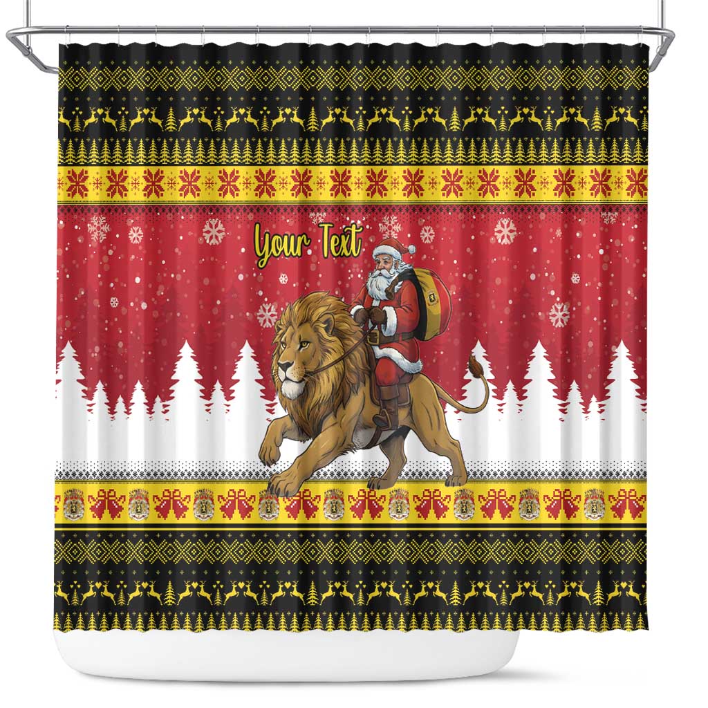 Belgium Christmas Personalized Shower Curtain Santa Riding Lion - Wonder Print Shop
