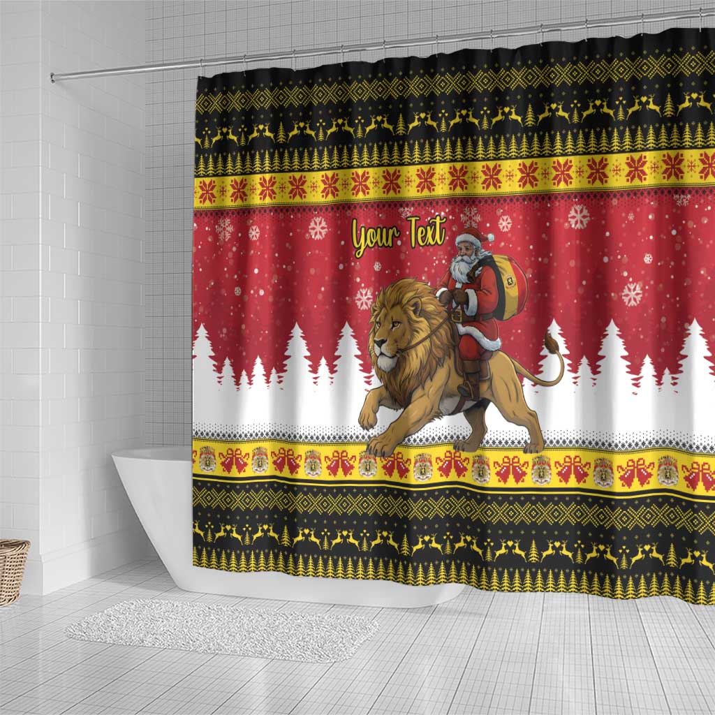 Belgium Christmas Personalized Shower Curtain Santa Riding Lion - Wonder Print Shop