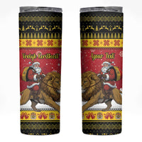 Belgium Christmas Personalized Skinny Tumbler Santa Riding Lion - Wonder Print Shop